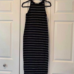 Athleta Black and White Stripe Midi Dress